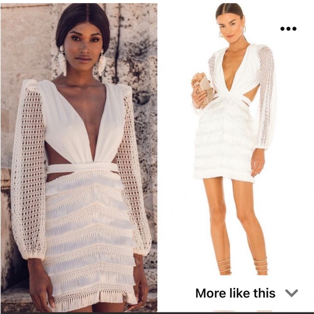 Patbo cutout mini fringe dress in white